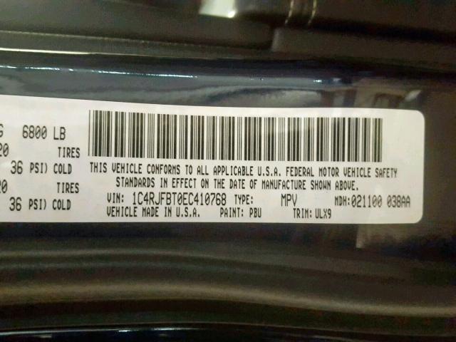 1C4RJFBT0EC410768 - 2014 JEEP GRAND CHER BLUE photo 10