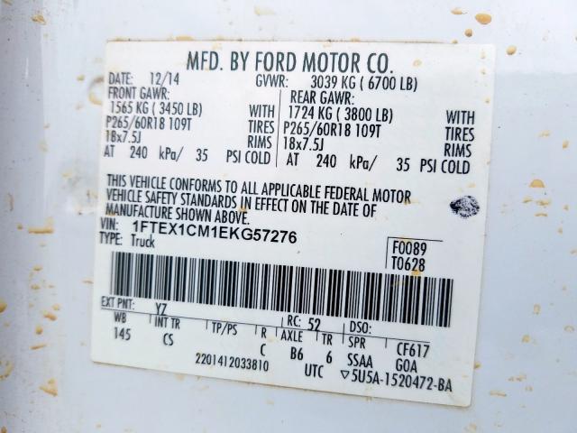 1FTEX1CM1EKG57276 - 2014 FORD F150 SUPER CAB  photo 10