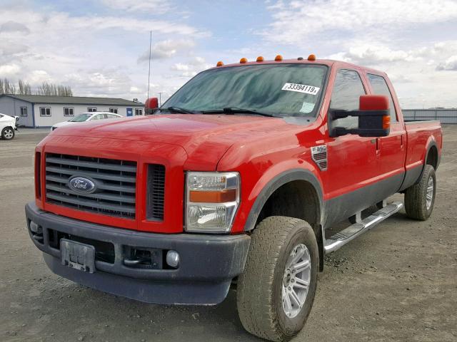 1FTWW31R28EC13165 - 2008 FORD F350 SRW S RED photo 2