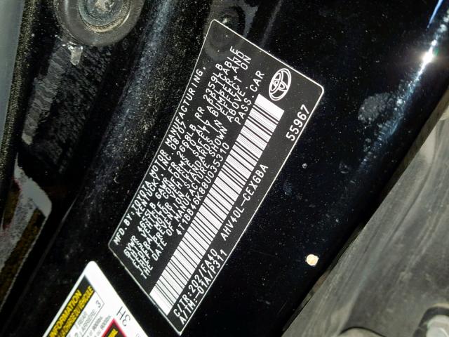 4T1BB46K88U035310 - 2008 TOYOTA CAMRY HYBR BLACK photo 10