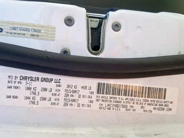 1J4NT1FA8BD176626 - 2011 JEEP COMPASS SP Ақ фото 10