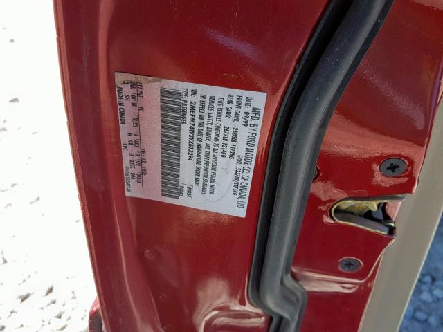 2MEFM74W3YX613294 - 2000 MERCURY GRAND MARQ RED photo 10