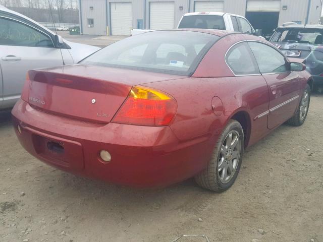 4C3AG52H61E028943 - 2001 CHRYSLER SEBRING LX RED photo 4