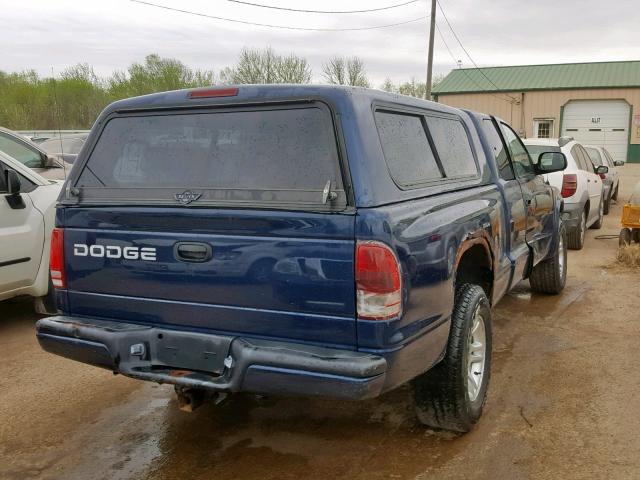 1B7GG32N22S540607 - 2002 DODGE DAKOTA SPO BLUE photo 4