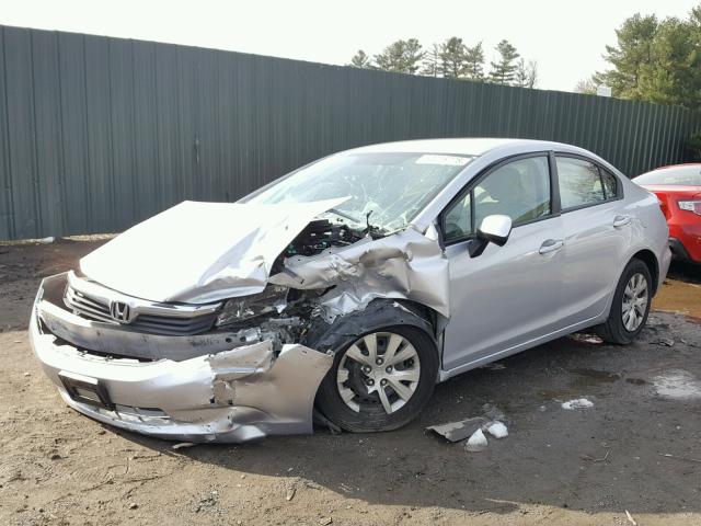 2HGFB2F51CH564325 - 2012 HONDA CIVIC LX SILVER photo 2