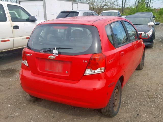 KL1TD66617B710241 - 2007 CHEVROLET AVEO BASE Қызыл фото 4