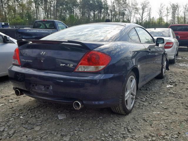 KMHHN65F96U206354 - 2006 HYUNDAI TIBURON GT BLUE photo 4