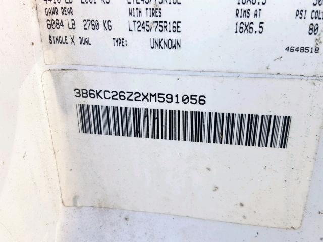 3B6KC26Z2XM591056 - 1999 DODGE RAM 2500 WHITE photo 10