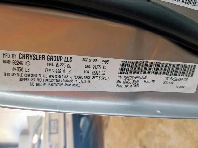 2B3CA3CV3AH123938 - 2010 DODGE CHARGER SX SILVER photo 10