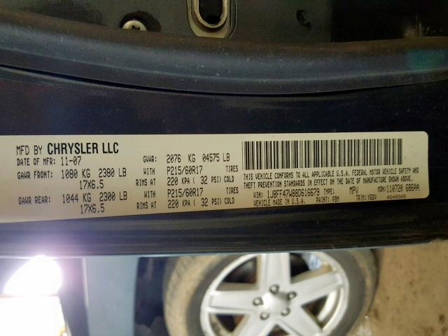 1J8FF47W88D616679 - 2008 JEEP COMPASS SP 蓝色 照片 10