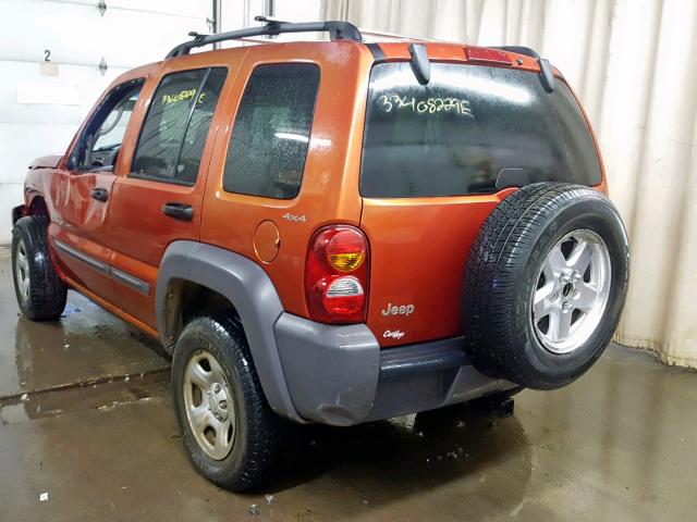 1J4GL48K52W165717 - 2002 JEEP LIBERTY SP ORANGE photo 3