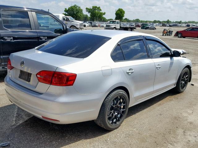 3VW2K7AJ7BM382348 - 2011 VOLKSWAGEN JETTA BASE SILVER photo 4
