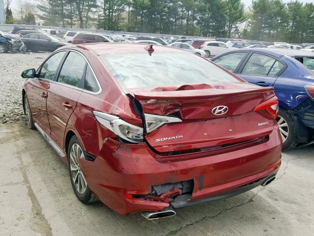 5NPE34AF0FH067653 - 2015 HYUNDAI SONATA SPO RED photo 3