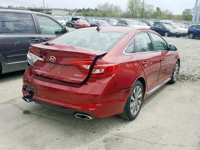 5NPE34AF0FH067653 - 2015 HYUNDAI SONATA SPO RED photo 4