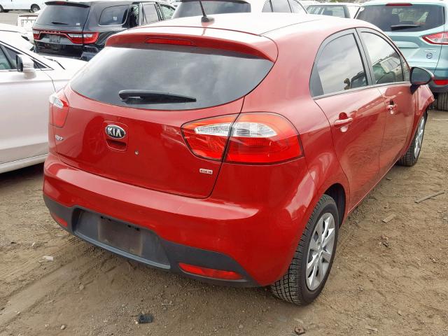 KNADM5A32F6500062 - 2015 KIA RIO LX RED photo 4