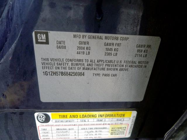 1G1ZH57B684256984 - 2008 CHEVROLET MALIBU 1LT  照片 10