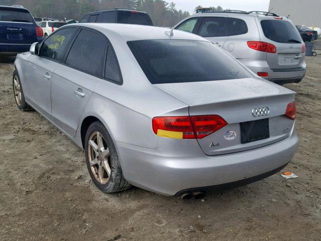 WAULF78K49A068817 - 2009 AUDI A4 2.0T QU SILVER photo 3