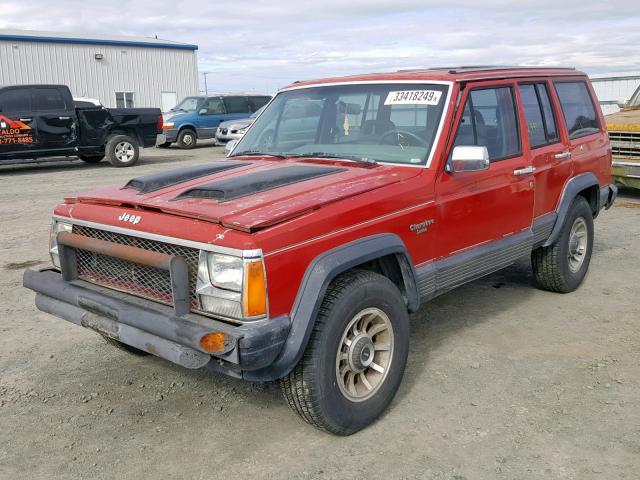 1J4FJ58L2KL547902 - 1989 JEEP CHEROKEE L RED photo 2