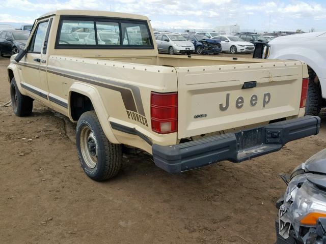 1J7FJ36LXKL592614 - 1989 JEEP COMANCHE P TAN photo 3