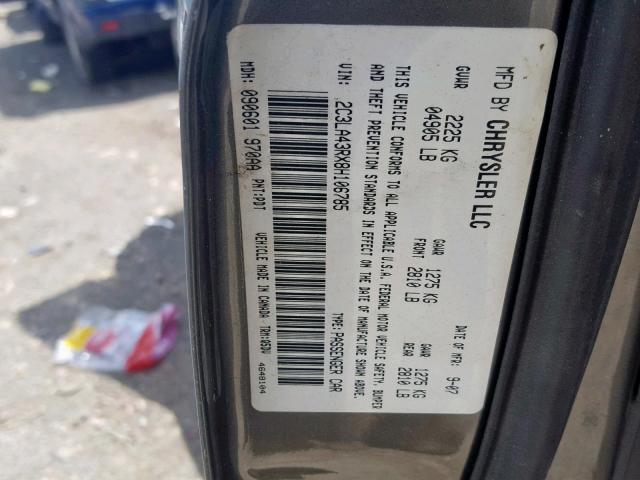 2C3LA43RX8H106785 - 2008 CHRYSLER 300 LX CHARCOAL photo 10