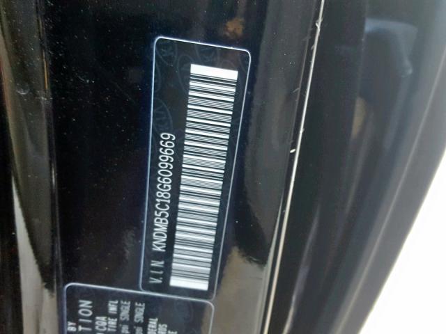 KNDMB5C18G6099669 - 2016 KIA SEDONA LX BLACK photo 10