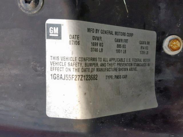 1G8AJ55F27Z123682 - 2007 SATURN ION LEVEL WHITE photo 10