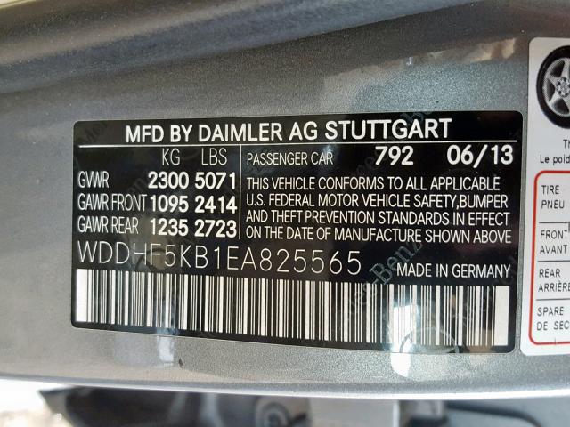 WDDHF5KB1EA825565 - 2014 MERCEDES-BENZ E 350 SILVER photo 10