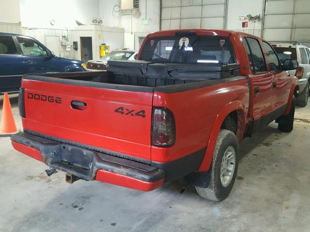 1B7GG2AN01S154911 - 2001 DODGE DAKOTA QUA RED photo 4