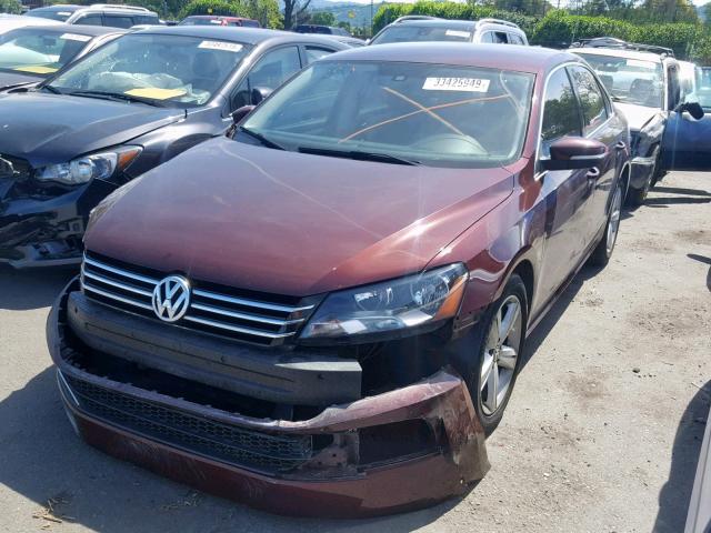 1VWBP7A30DC042871 - 2013 VOLKSWAGEN PASSAT SE MAROON photo 2