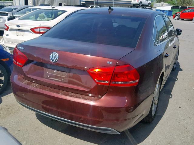 1VWBP7A30DC042871 - 2013 VOLKSWAGEN PASSAT SE MAROON photo 4