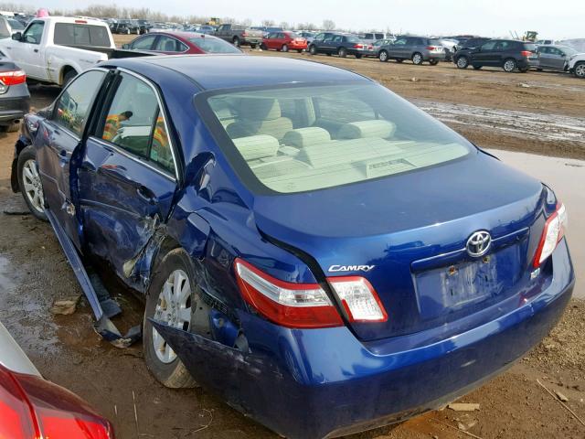 4T1BB46K09U083790 - 2009 TOYOTA CAMRY HYBR BLUE photo 3