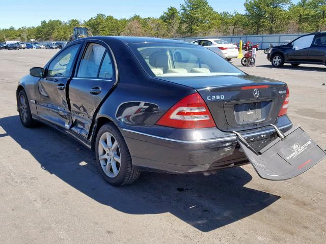 WDBRF92H17F867586 - 2007 MERCEDES-BENZ C 280 4MAT BLACK photo 3