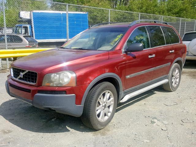 YV1CZ91HX41046845 - 2004 VOLVO XC90 T6 BURGUNDY photo 2