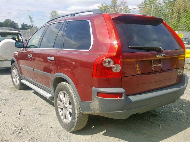 YV1CZ91HX41046845 - 2004 VOLVO XC90 T6 BURGUNDY photo 3