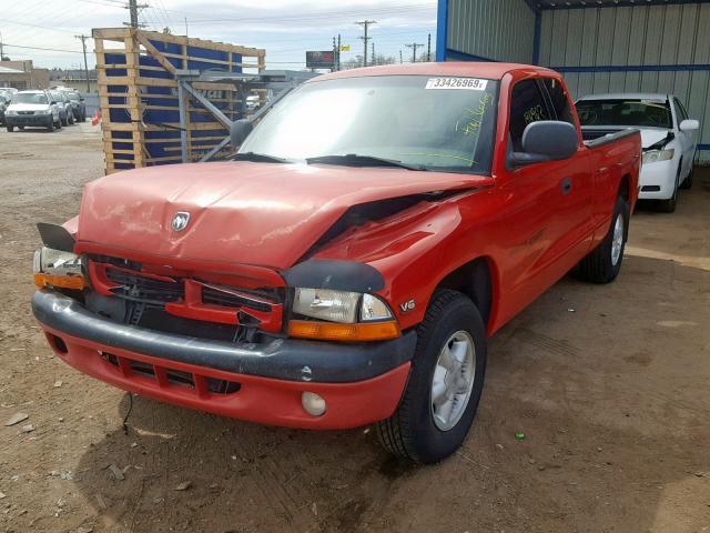 1B7GL22X1XS186304 - 1999 DODGE DAKOTA RED photo 2