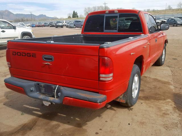 1B7GL22X1XS186304 - 1999 DODGE DAKOTA RED photo 4