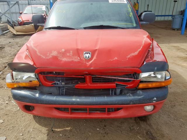 1B7GL22X1XS186304 - 1999 DODGE DAKOTA RED photo 7