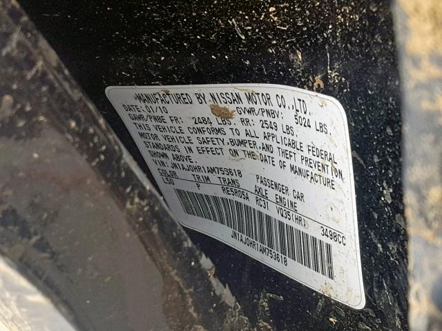 JN1AJ0HR1AM753618 - 2010 INFINITI EX35 BASE MAROON photo 10