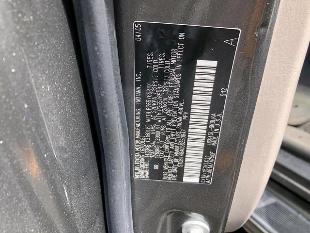 5TDBT48A05S250847 - 2005 TOYOTA SEQUOIA LI GRAY photo 10