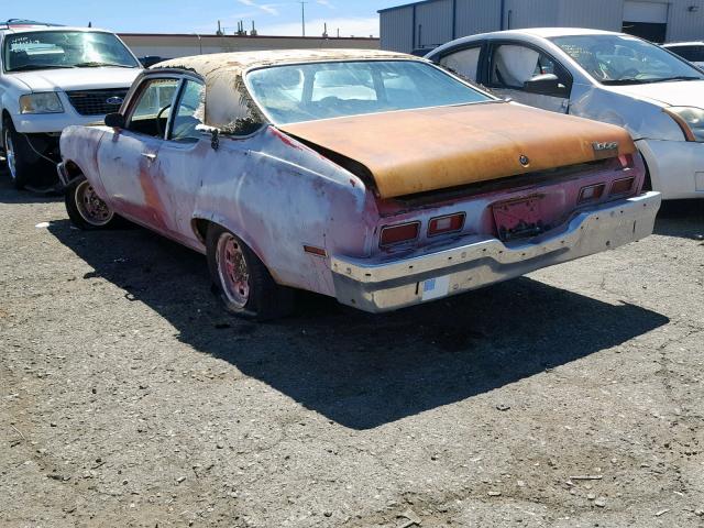 1Y27F3L205357 - 1973 CHEVROLET NOVA MAROON photo 3