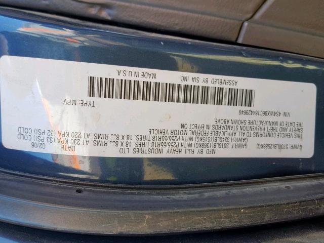 4S4WX86C164429649 - 2006 SUBARU B9 TRIBECA BLUE photo 10