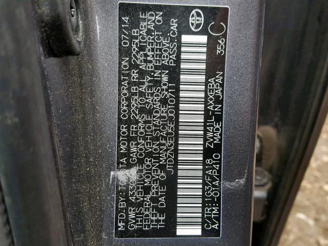 JTDZN3EU5EJ010711 - 2014 TOYOTA PRIUS V GRAY photo 10