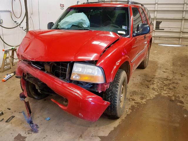 1GKDT13W5W2553033 - 1998 GMC JIMMY RED photo 2