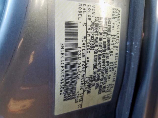 3N1BC1CPXCK815062 - 2012 NISSAN VERSA S  photo 10