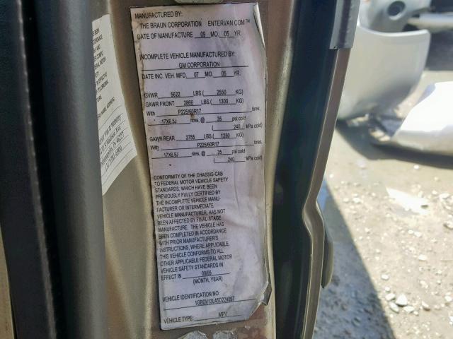 1GBDV13L45D224097 - 2005 CHEVROLET UPLANDER I BROWN photo 10