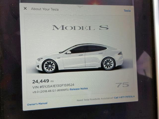 5YJSA1E13GF159524 - 2016 TESLA MODEL S WHITE photo 8