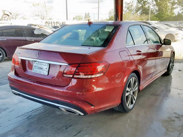 WDDHF5KB2EA999774 - 2014 MERCEDES-BENZ E 350 RED photo 4