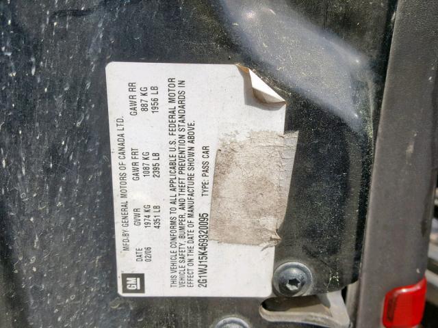 2G1WJ15K469320095 - 2006 CHEVROLET MONTE CARL შავი ფოტო 10