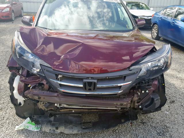 5J6RM3H71CL011827 - 2012 HONDA CR-V EXL BURGUNDY photo 7