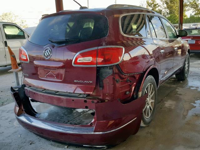 5GAKRBKD0GJ163618 - 2016 BUICK ENCLAVE BURGUNDY photo 4